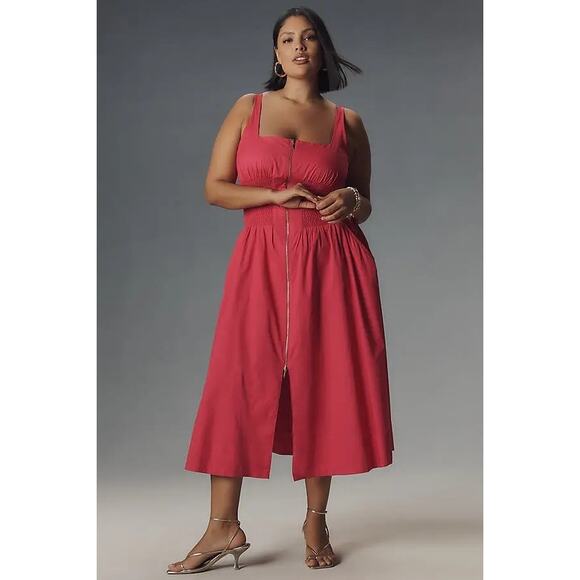 Anthropologie Dresses & Skirts - NWT ANTHROPOLOGIE Tommie Sleeveless Scoop-Neck Smocked Front-Zip Shirt Dress 3X